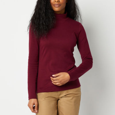 St. John's Bay Womens Mock Neck Long Sleeve T-Shirt