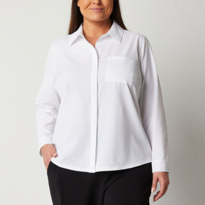 Stylus Plus Womens Long Sleeve Regular Fit Button-Down Shirt, Color ...