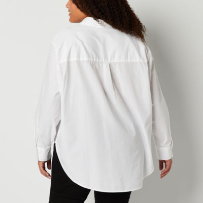 a.n.a Plus Womens Long Sleeve Blouse