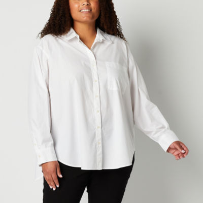 a.n.a Plus Womens Long Sleeve Blouse