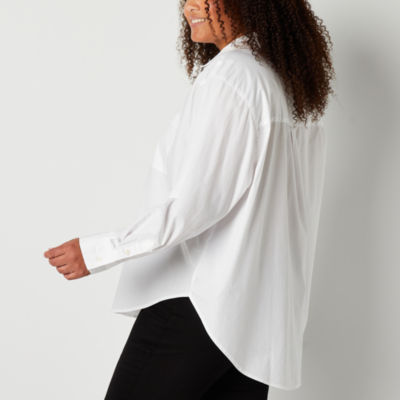 a.n.a Plus Womens Long Sleeve Blouse