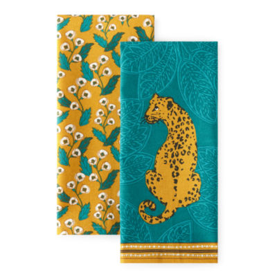 Distant Lands Turquoise Leopard 2-pc. Kitchen Towel Set