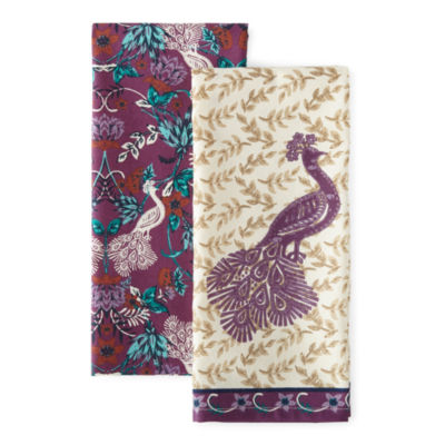 Distant Lands Purple Peacock 2-pc. Kitchen Towel