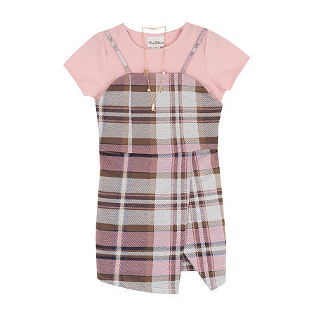 Rare Editions Big Kid Girls Plaid 2-pc. Dress Set, 12, Brown