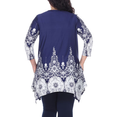 White Mark Plus Dulce Womens Henley Neck 3/4 Sleeve Tunic Top