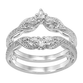 Womens 1 CT. T.W. Mined White Diamond 14K Gold Wedding Ring Guard