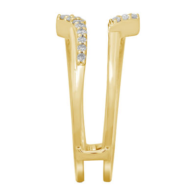 Womens 1/5 CT. Natural White Diamond 14K Gold Wedding Ring Guard