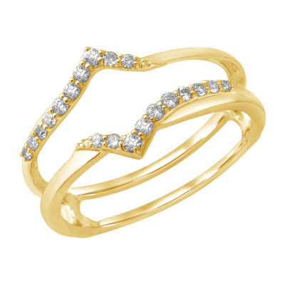 Womens 1/5 CT. Natural White Diamond 14K Gold Wedding Ring Guard