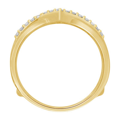 Womens 1/5 CT. Natural White Diamond 14K Gold Wedding Ring Guard