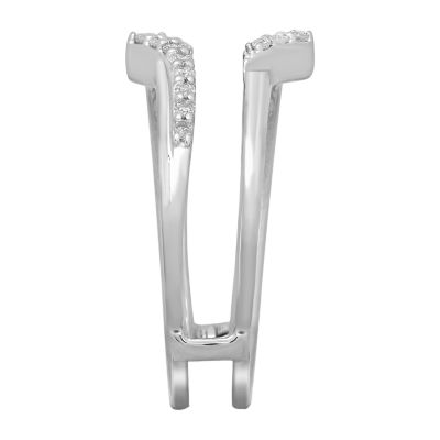 Womens 1/5 CT. Natural White Diamond 14K White Gold Wedding Ring Guard