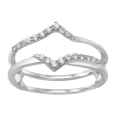 Womens 1/5 CT. Natural White Diamond 14K White Gold Wedding Ring Guard