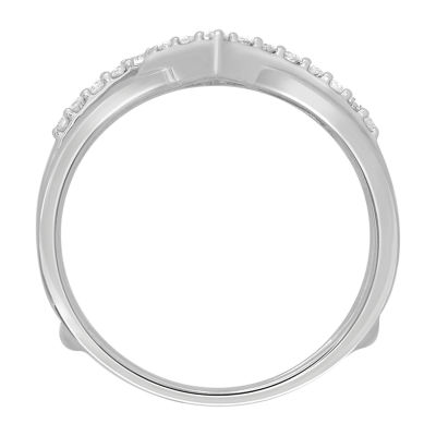 Womens 1/5 CT. Natural White Diamond 14K White Gold Wedding Ring Guard
