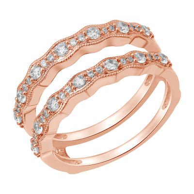 Womens 1/2 CT. T.W. Natural White Diamond 14K Rose Gold Ring Guard