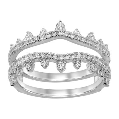 Womens 1/2 CT. T.W. Natural White Diamond 14K White Gold Ring Guard