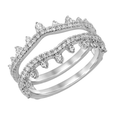 Womens 1/2 CT. T.W. Natural White Diamond 14K White Gold Ring Guard