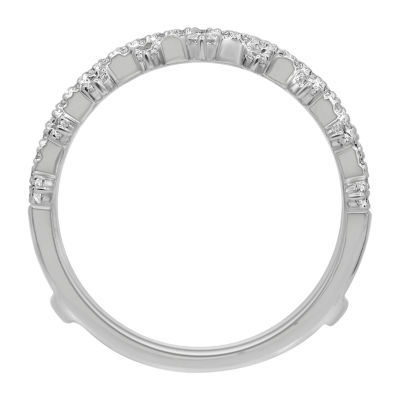 Womens 1/2 CT. T.W. Natural White Diamond 14K White Gold Ring Guard