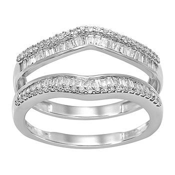 Womens 1/2 CT. T.W. Mined White Diamond 14K White Gold Wedding Ring Guard -  JCPenney