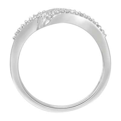 Womens 1/2 CT. T.W. Natural White Diamond 14K White Gold Ring Guard