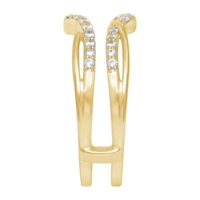Womens 1/4 CT. T.W. Natural White Diamond 14K Gold Wedding Ring Guard