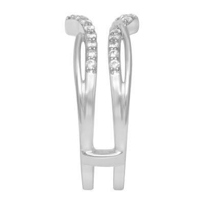 Womens 1/4 CT. T.W. Natural White Diamond 14K White Gold Ring Guard