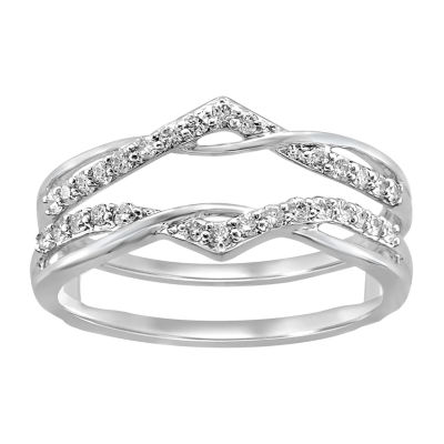 Womens 1/4 CT. T.W. Natural White Diamond 14K White Gold Ring Guard