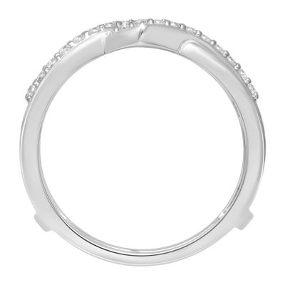Womens 1/4 CT. T.W. Natural White Diamond 14K White Gold Ring Guard