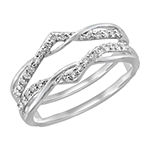 Womens 1/4 CT. T.W. Genuine White Diamond 14K White Gold Ring Guard