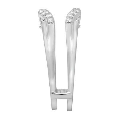 Womens 1/4 CT. T.W. Natural White Diamond 14K White Gold Wedding Ring Guard