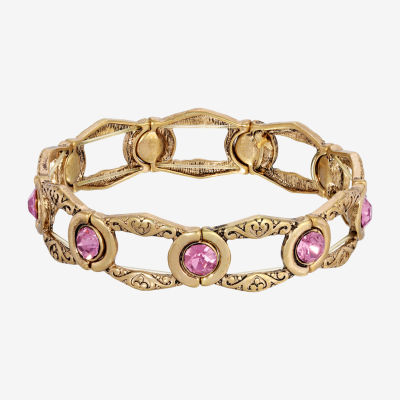 1928 Gold-Tone Purple Crystal Stretch Bracelet