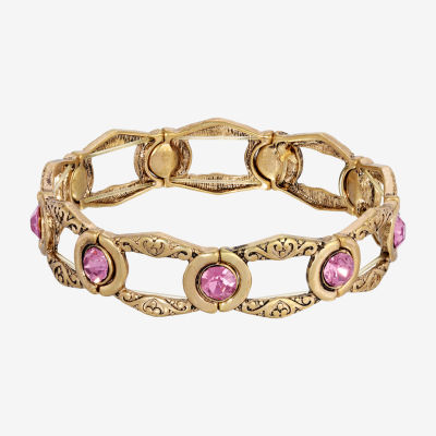 1928 Gold Tone Crystal Stretch Bracelet