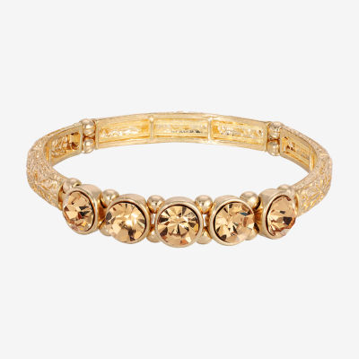 1928 Gold-Tone Crystal Stretch Bracelet