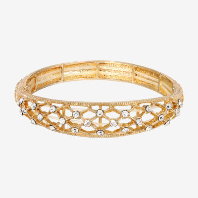 1928 Gold-Tone Crystal Stretch Bracelet