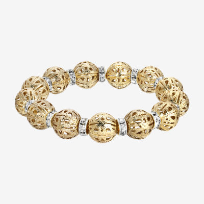 1928 Gold-Tone Crystal Stretch Bracelet