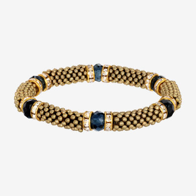 1928 Gold-Tone Womens Crystal Stretch Bracelet