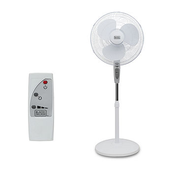 BLACK+DECKER 16 Stand Fan w/ Remote Control White Oscillating Adjustable  Quiet