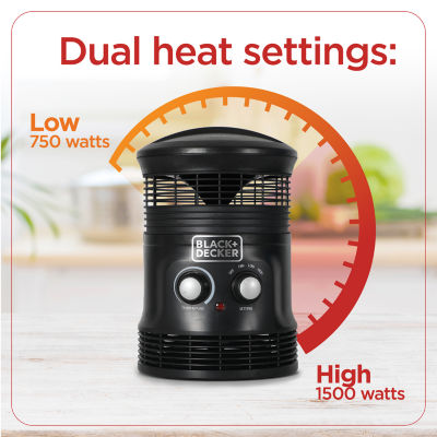 Black+Decker 1500W Flameless Portable Space Heater Perfect For Small Spaces With Overheat Protection