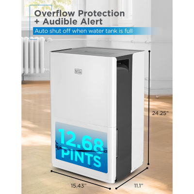 Black+Decker 4500 Sq Ft Dehumidifier With Built-In Drain Pump For Large Spaces Energy Star Digital BD50PMWSA