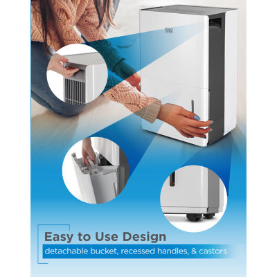 Black+Decker 4500 Sq Ft Dehumidifier With Built-In Drain Pump For Large Spaces Energy Star Digital BD50PMWSA