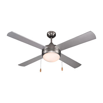 BLACK+DECKER 52-in Brushed Nickle Indoor Downrod or Flush Mount Ceiling Fan  with Light and Remote (4-Blade) in the Ceiling Fans department at