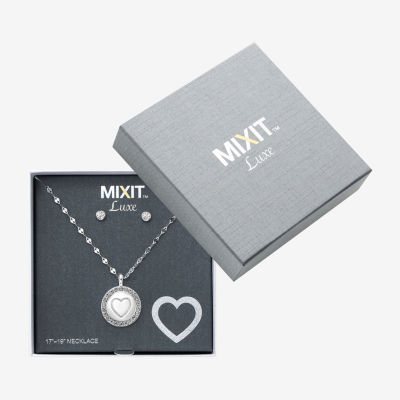 Mixit Silver Tone Pendant Necklace & Stud Earrings 2-pc. Heart Jewelry Set
