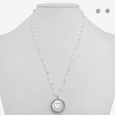 Mixit Silver Tone Pendant Necklace & Stud Earrings 2-pc. Heart Jewelry Set