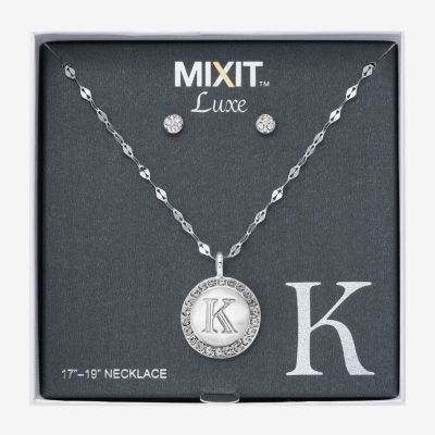 Mixit Silver Tone Pendant Necklace & Stud Earring 2-pc. Round Jewelry Set