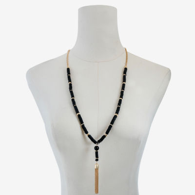 Mixit Gold Tone & Black Beaded 30 Inch Curb Y Necklace