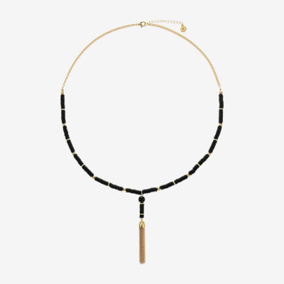 Mixit Gold Tone & Black Beaded 30 Inch Curb Y Necklace