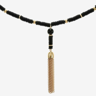 Mixit Gold Tone & Black Beaded 30 Inch Curb Y Necklace