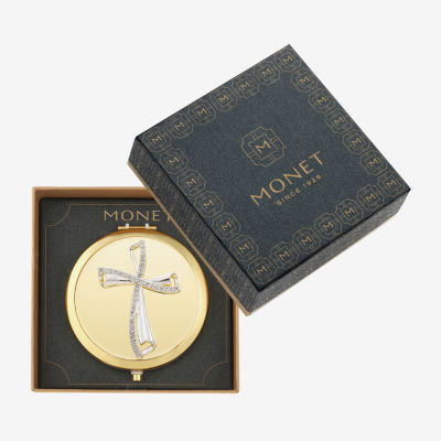 Monet Jewelry Gold Tone Gold Tone Cross Compact Mirror