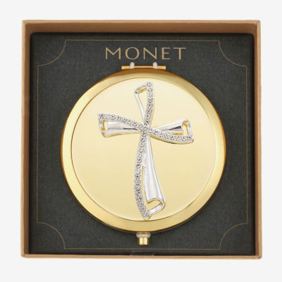 Monet Jewelry Gold Tone Gold Tone Cross Compact Mirror