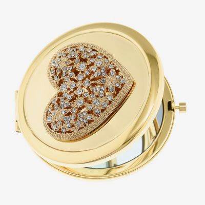 Monet Jewelry Gold Tone Heart Compact Mirror