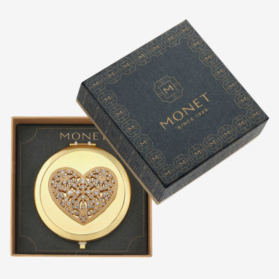 Monet Jewelry Gold Tone Heart Compact Mirror