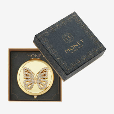 Monet Jewelry Gold Tone Butterfly Compact Mirror